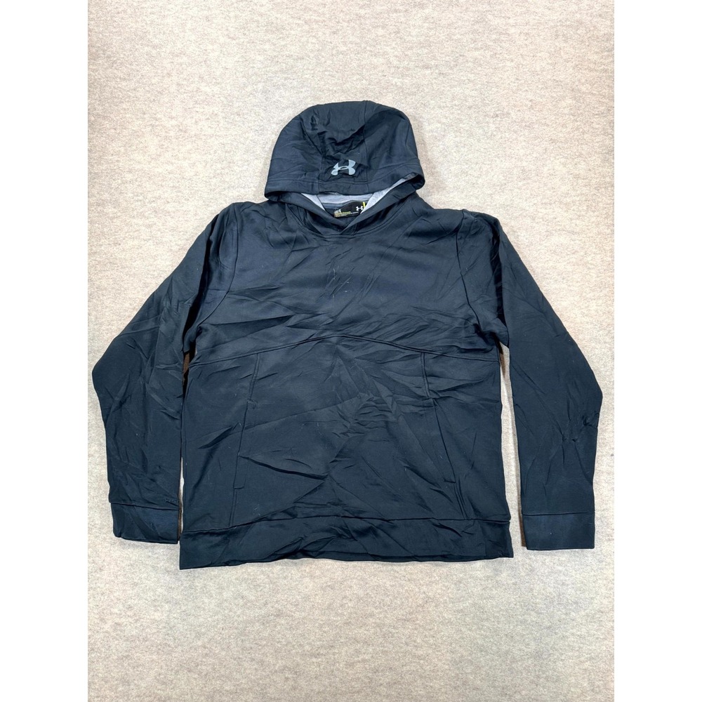 Under Armour ColdGear Hoodie Men L Black Fleece Loose Fit Long Sleeve Pullover